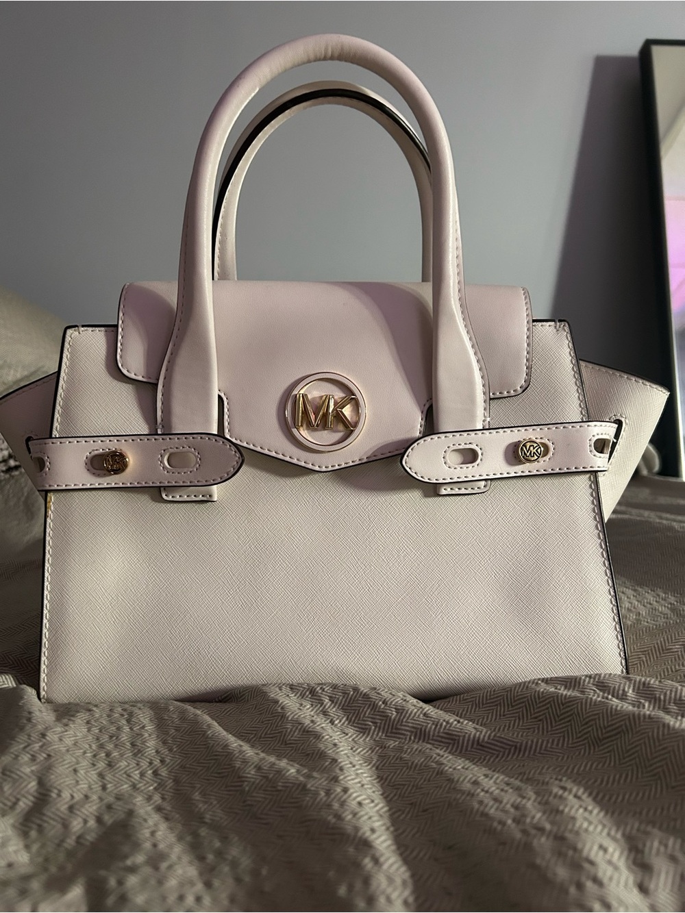 Michael Kors Light Pink Saffiano Satchel with Gold Hardware